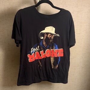 Black Short Sleeve Graphic Tee with Red Lettering